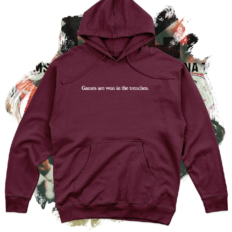 Cozy Lifestyle Games Are Won in the Trenches White Football Midweight Hoodie