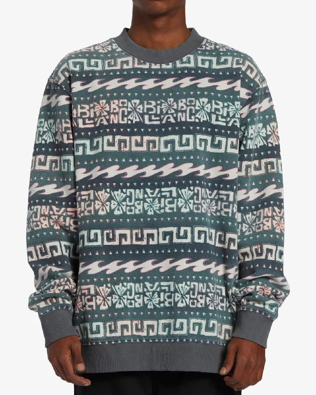 Fresh And Natural Halfrack Fleece Crew Neck Sweatshirt - Black