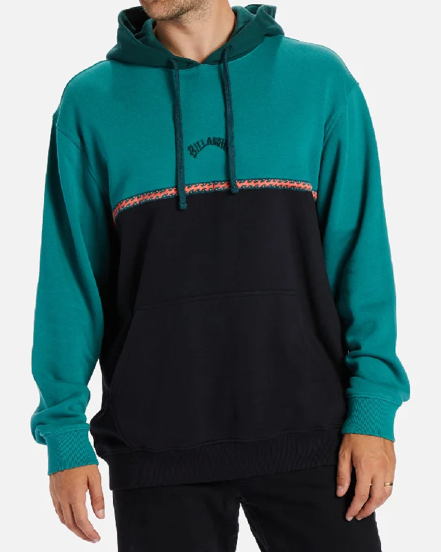 Fashionable And Versatile Wave Washed Blocked Pullover - Pacific