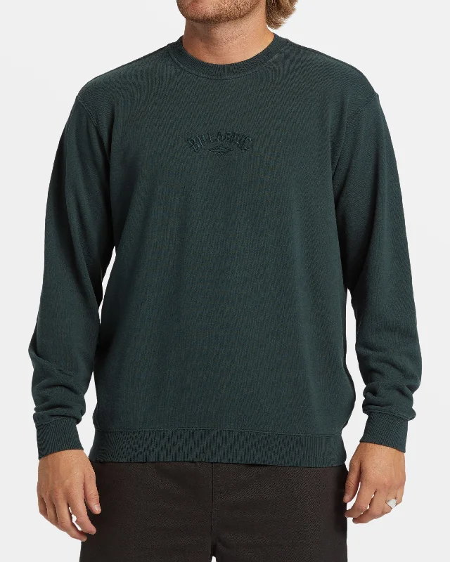 Elegant And Noble Wave Washed Crewneck Sweatshirt - Forest Green