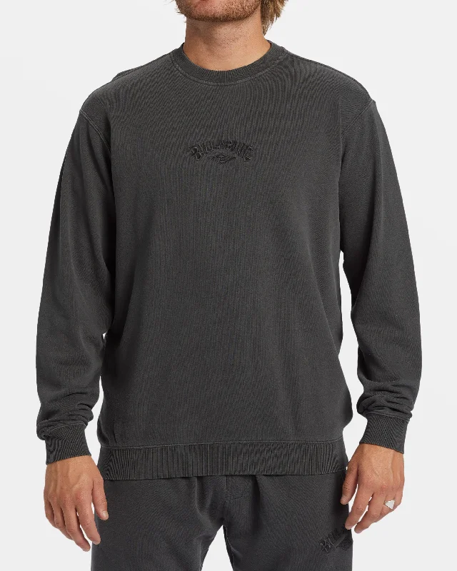 Comfortable Design Wave Washed Crewneck Sweatshirt - Raven