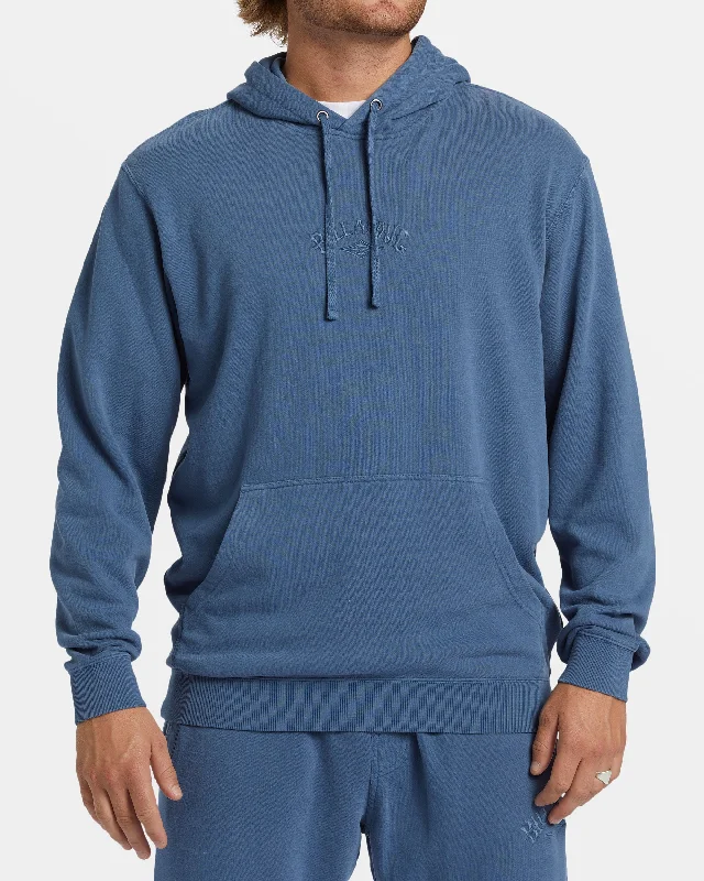 Relaxed And Casual Wave Washed Hoodie - Slate Blue