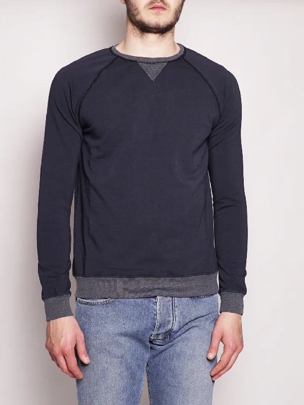 Simple Matching Felpa in Cotone Blu Navy