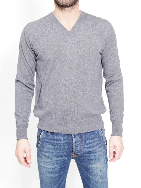 Modern Chic Maglia con Scollo a V Argento