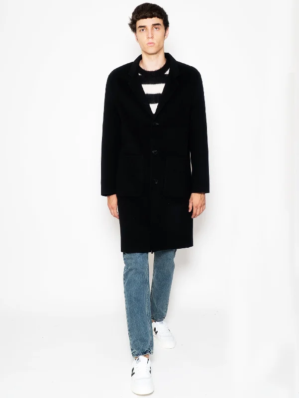 Cozy Lifestyle Cappotto Monopetto in Misto Cashmere Nero