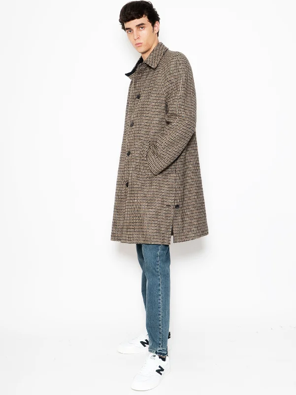 Simple Looks Cappotto Stile Loden in Pied de Poule Nocciola