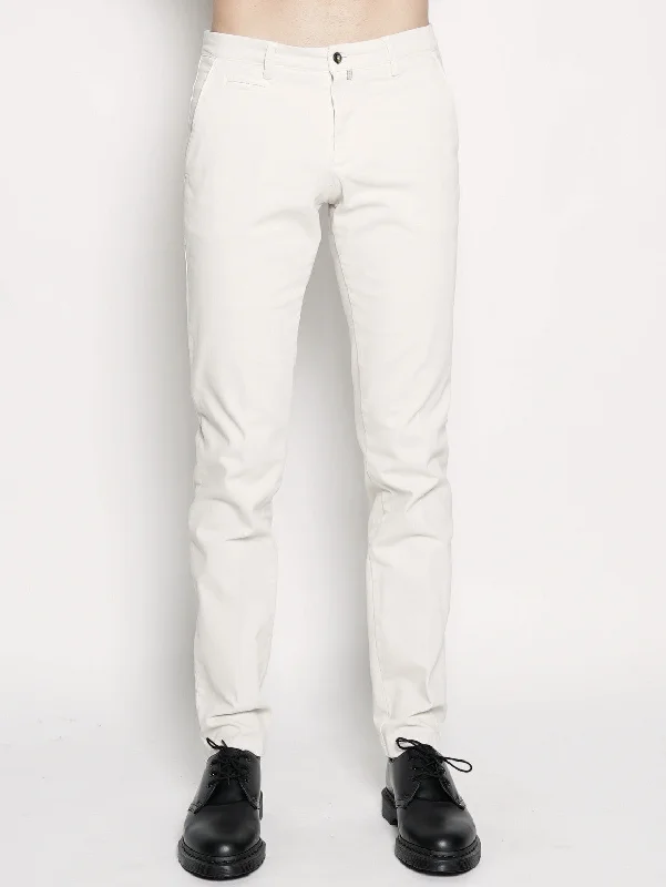 Youthful Style Pantalone Chino in Gabardine di Cotone Avorio