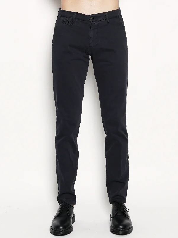 Fresh And Elegant Pantalone in Gabardine di Cotone Blu
