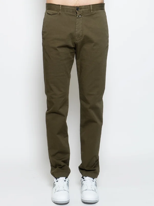 Warm Winter Series Pantaloni in Gabardine di Cotone Verde