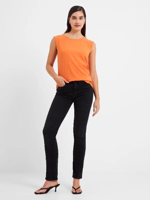Single-shoulder Neck Design Crepe Light Cap Sleeve Top