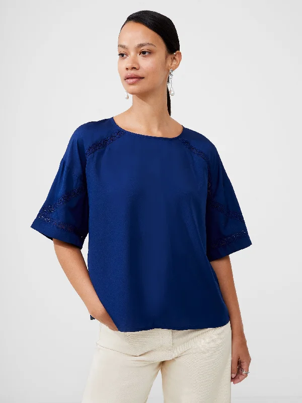 Casual Chic Crepe Recycled Light Embroidered Top