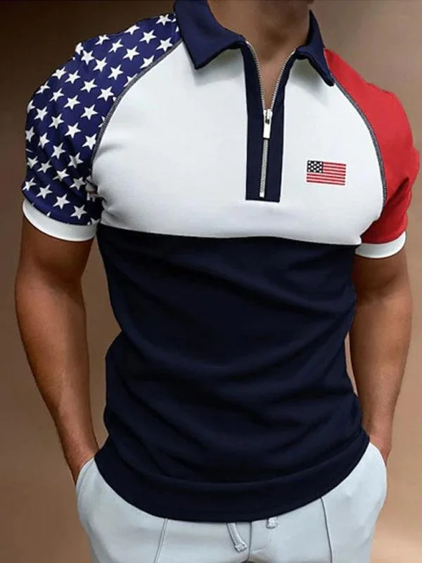 Cozy Fashions Flag Print Men Polo Shirt