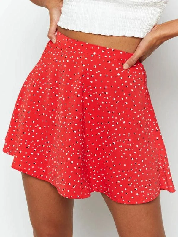 French Style Floral Chiffon Mini Umbrella Skirt