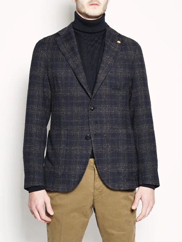 Classic Style Giacca check in misto lana Blu