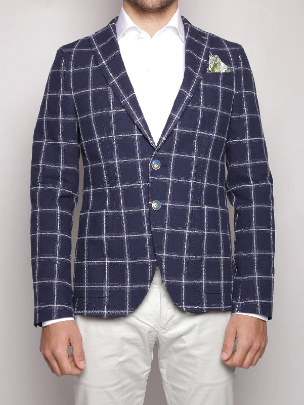Celebrity Style Giacca in jacquard finestrato Blu/Bianco
