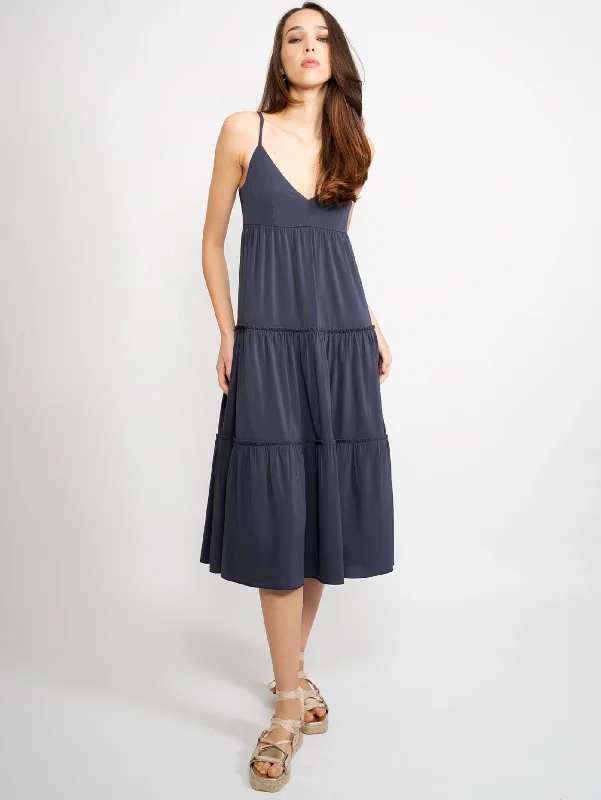 Comfy Chic Wear Abito con Scollo a V Blu