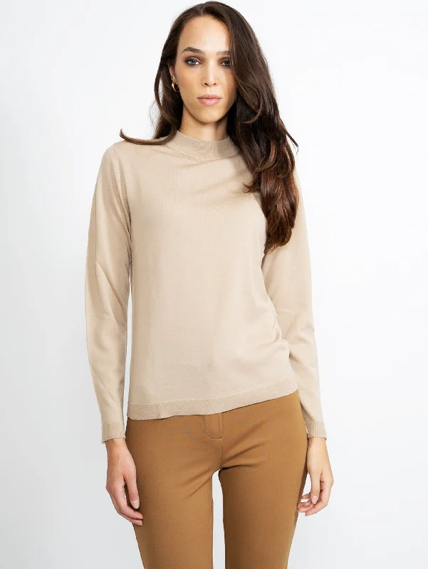 Simple Comfort Girocollo in Maglia Sottile Beige