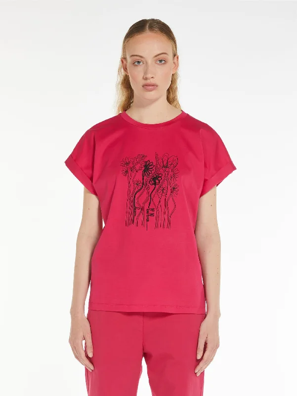 High-quality Fabrics T-shirt con Macro Stampa Fucsia