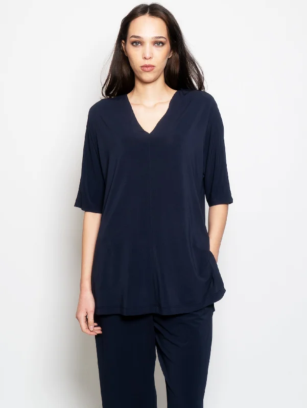Comfortable Design Tunica in Jersey con Scollo a V Blu