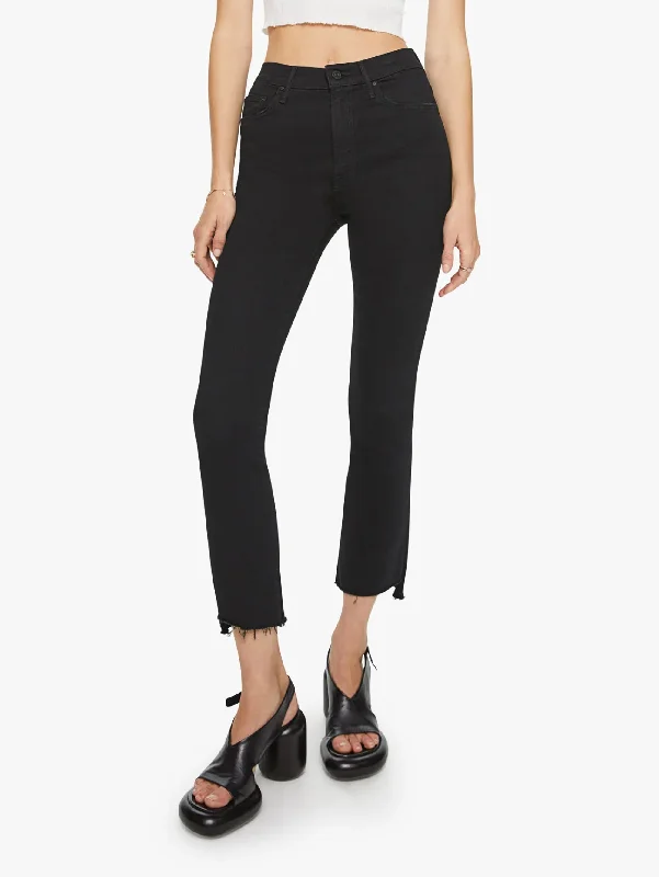 Celebrity Style Denim Bootcut con Orlo Sfrangiato Nero