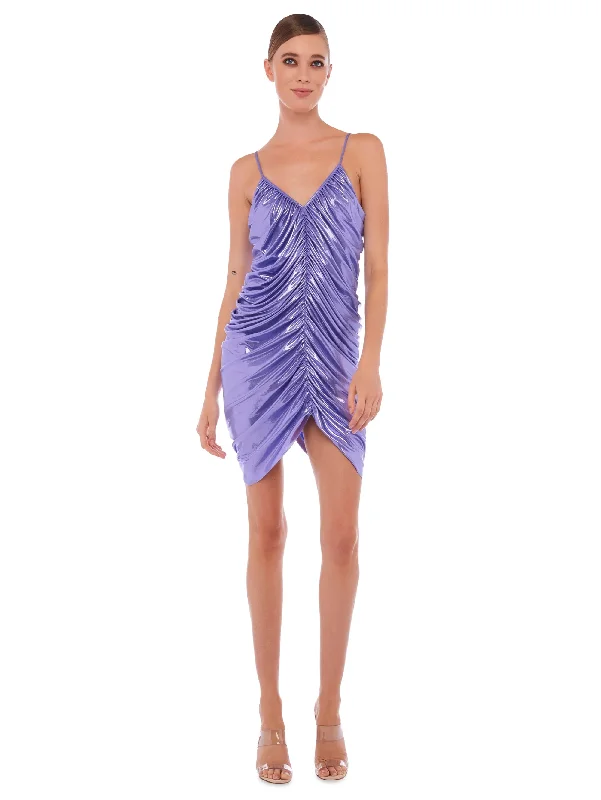 Minimal Style Mini Abito in Lamé Stretch Lilla