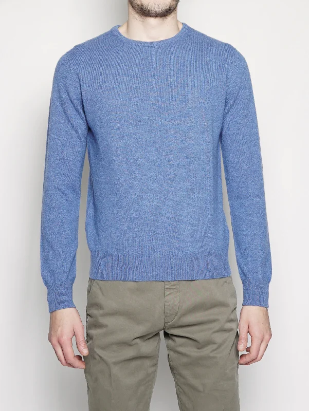 Exquisite Design Girocollo in doppio filo di cashmere Celeste