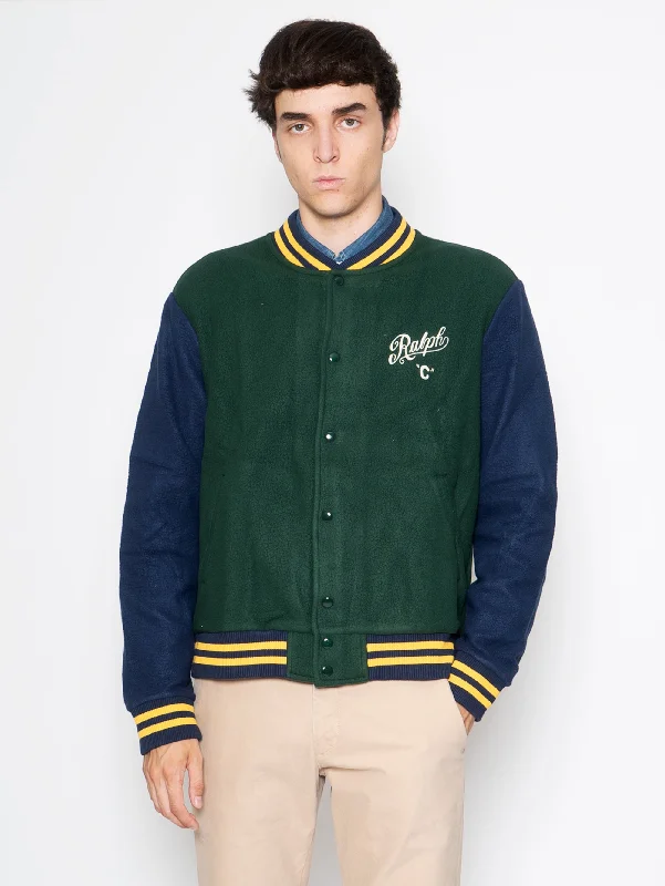 Relaxed Weekend Wear Giacca Stile Baseball Verde