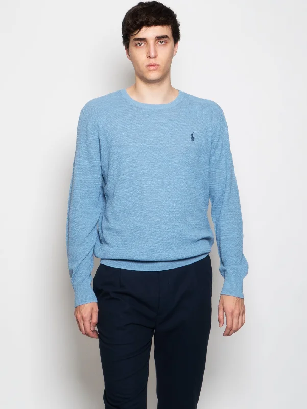 Classic Style Maglia Girocollo in Misto Lino