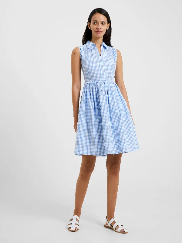 Relaxed Fashion Sleeveless Gingham Smock Dress