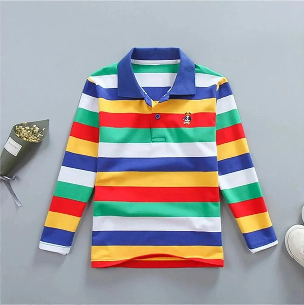 Warm Wear Striped Logo Polo Shirt for Kids