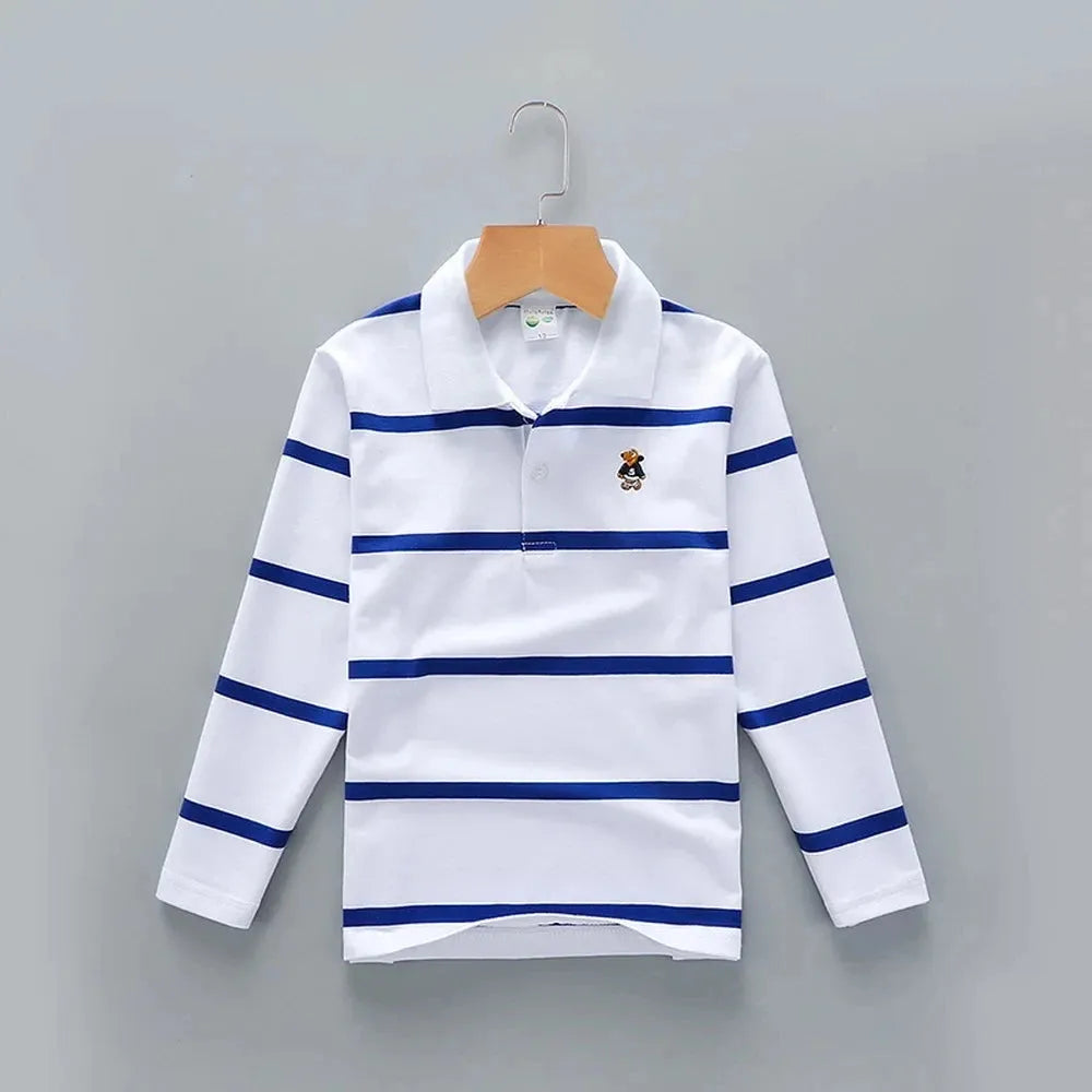 Elegant Wear Striped Polyester Polo Shirt for Kids