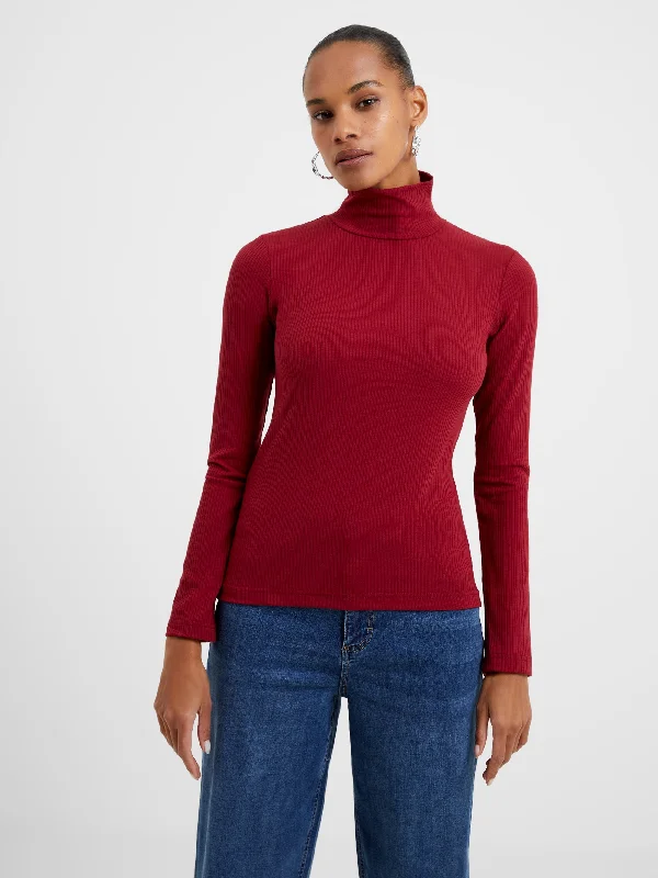 Cozy Footwear Turtleneck Ribbed Long Sleeve Top