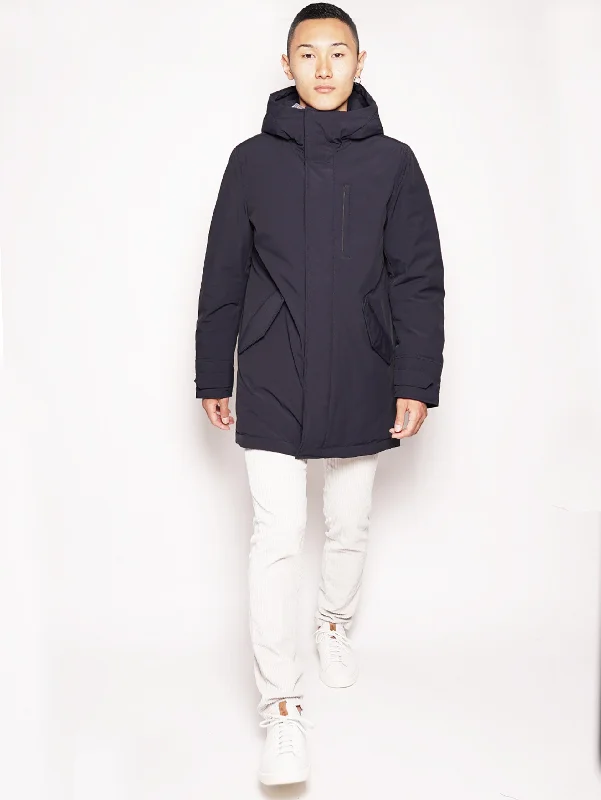 Trendy And Casual Parka in Tessuto Tecnico Blu