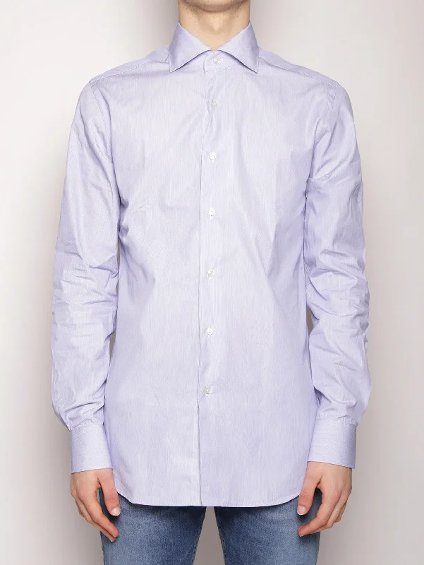 Urban Design Sense Camicia in Cotone Bianca/Celeste