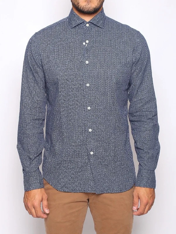 Urban Comfort Camicia in Mussola con Fantasia Navy