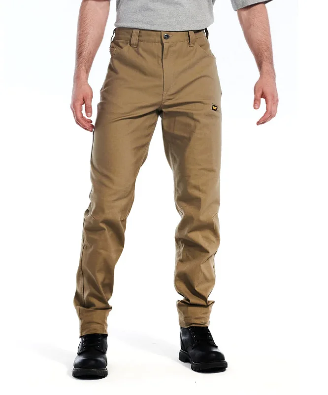 Exquisite Embroidery Caterpillar Men's Stretch Canvas Utility Pants - Khaki