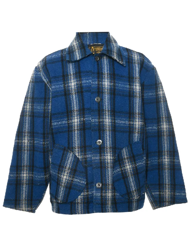 Versatile Comfort Wear Checked Wool Jacket - L