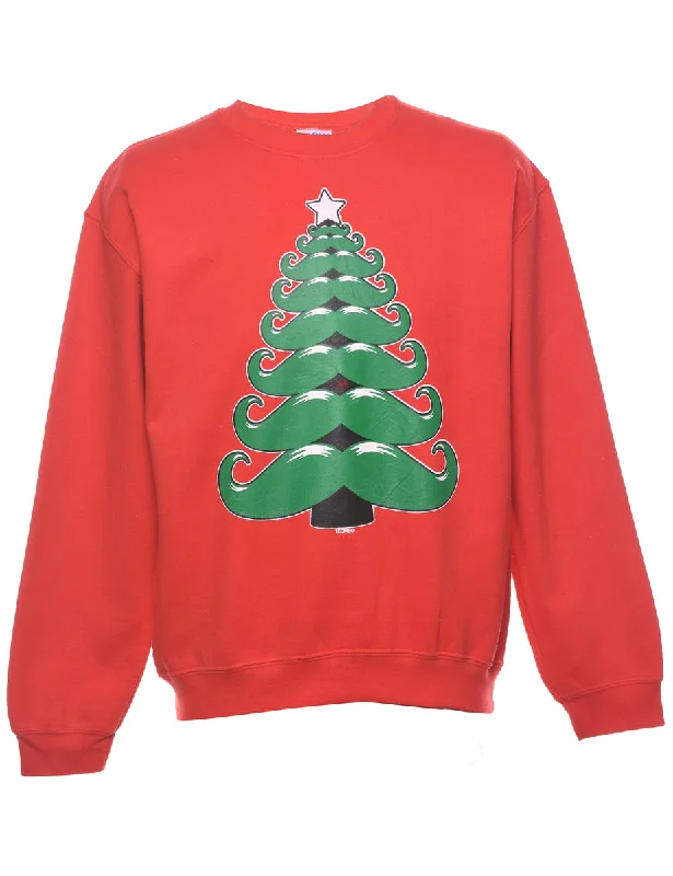 Carefree Christmas Tree Design Sweatshirt - M