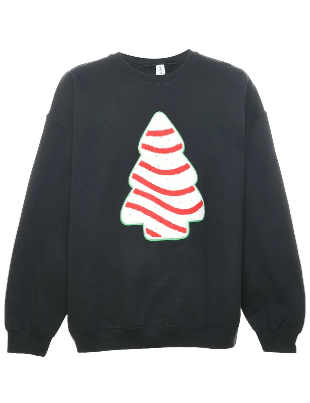 Noble And Elegant Christmas Tree Design Sweatshirt - XL