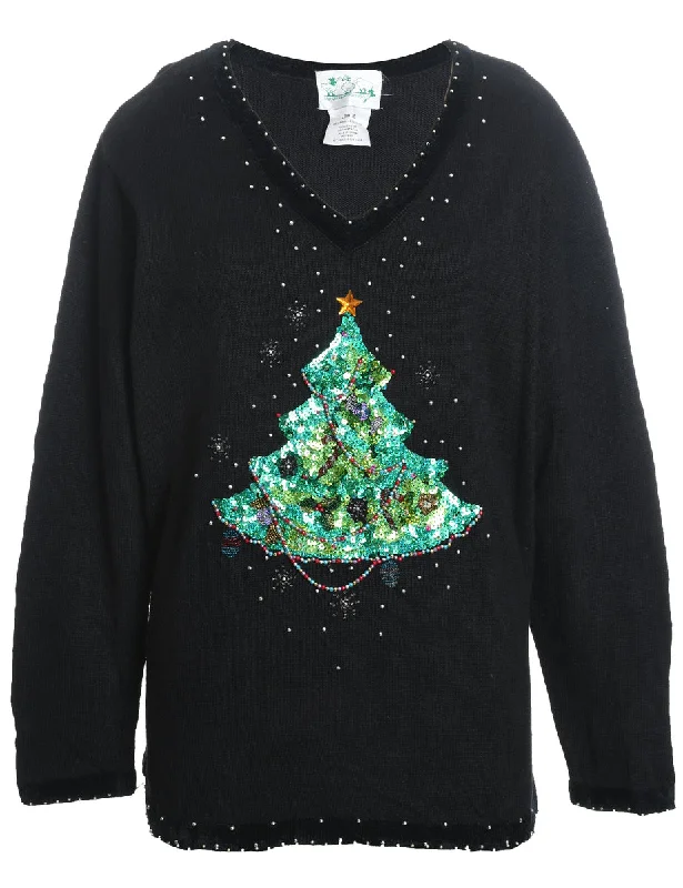 Body Design Christmas Tree Print Jumper - L