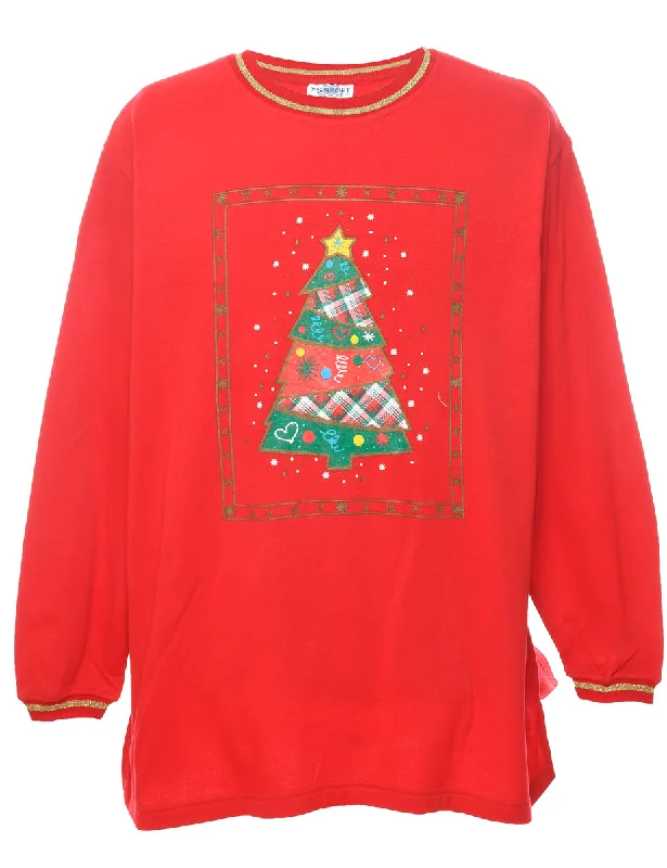 Classic And Versatile Christmas Tree Print Sweatshirt - XL