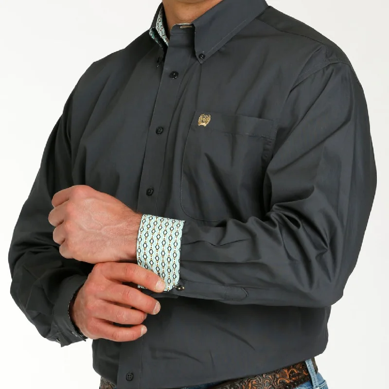 Elegant And Charming Cinch Men's Classic Fit Solid Charcoal Western Button Down Shirt