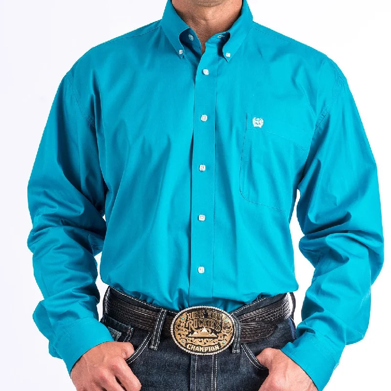 Girl Style Cinch Men's L/S Classic Fit Solid Western Button Down Shirt in Turquoise