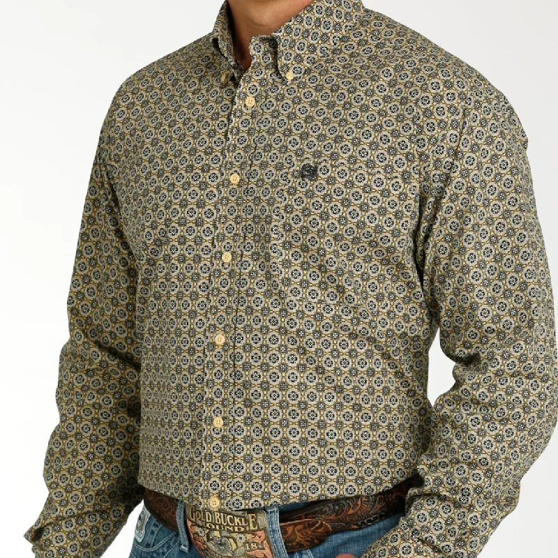 High Street Style Cinch Men's L/S Classic Fit Medallion Western Button Down Shirt in Gold
