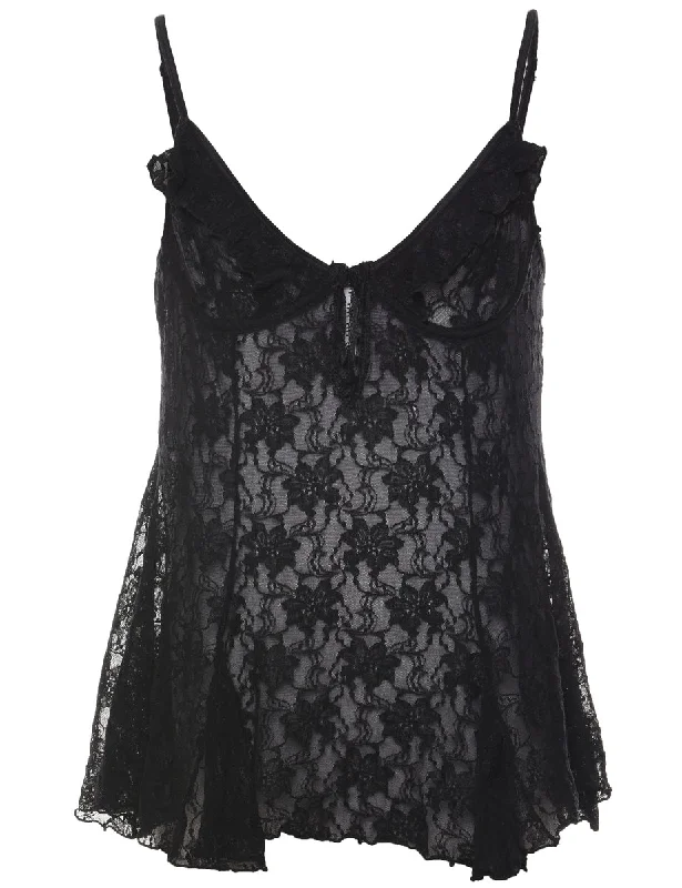Modern Tailoring Classic Black Lace Strappy Babydoll  - M