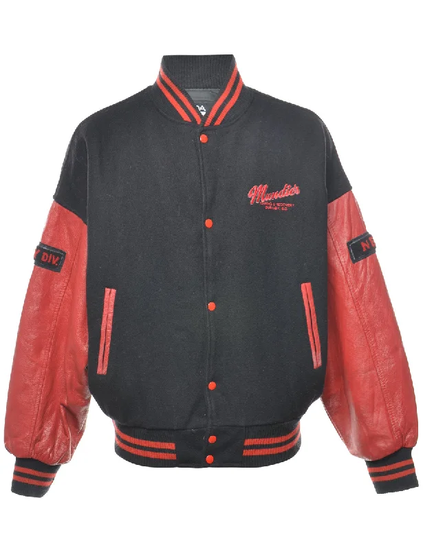 Classic Design Classic Red & Black Canada Varsity Jacket - L