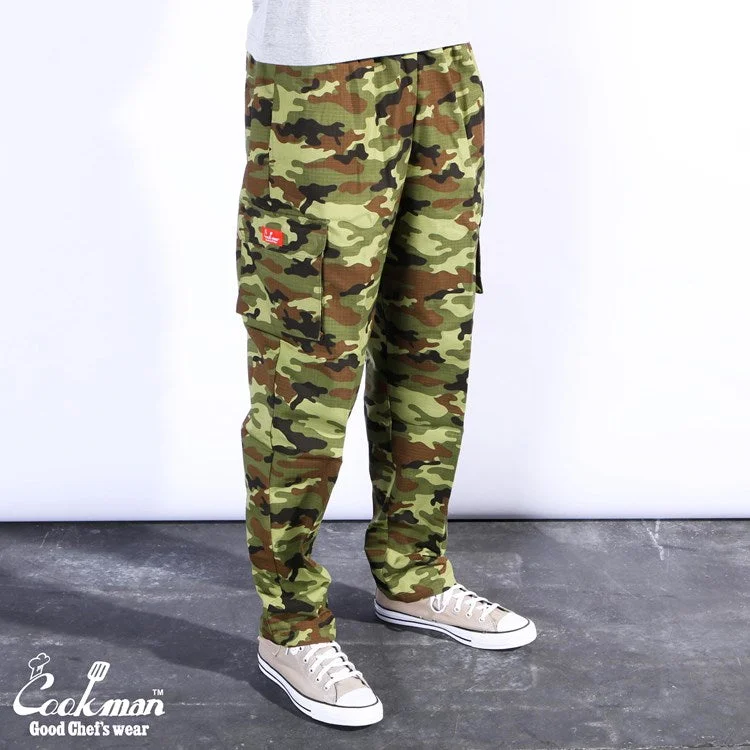 Age-reducing Style Cookman Chef Pants Cargo - Ripstop : Woodland Camo Green