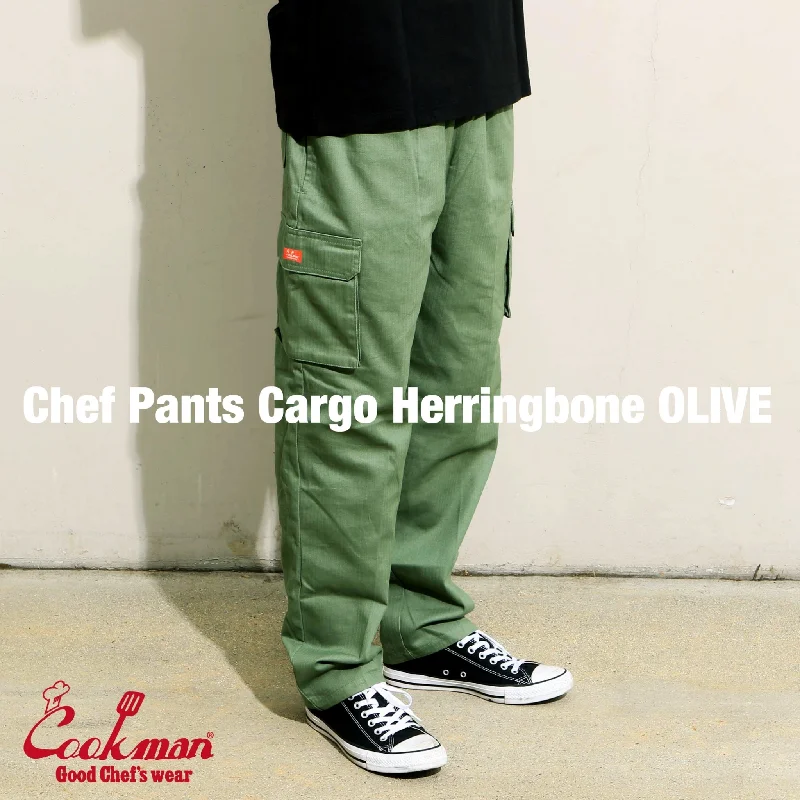 Comfy Chic Cookman Chef Pants Cargo - Herringbone : Olive