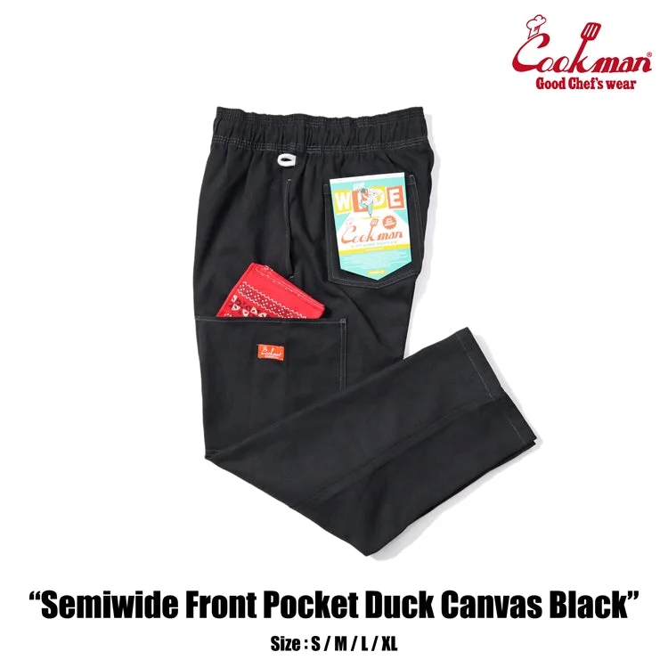 Urban Chic Cookman Chef Pants Semiwide - Front Pocket Duck Canvas : Black