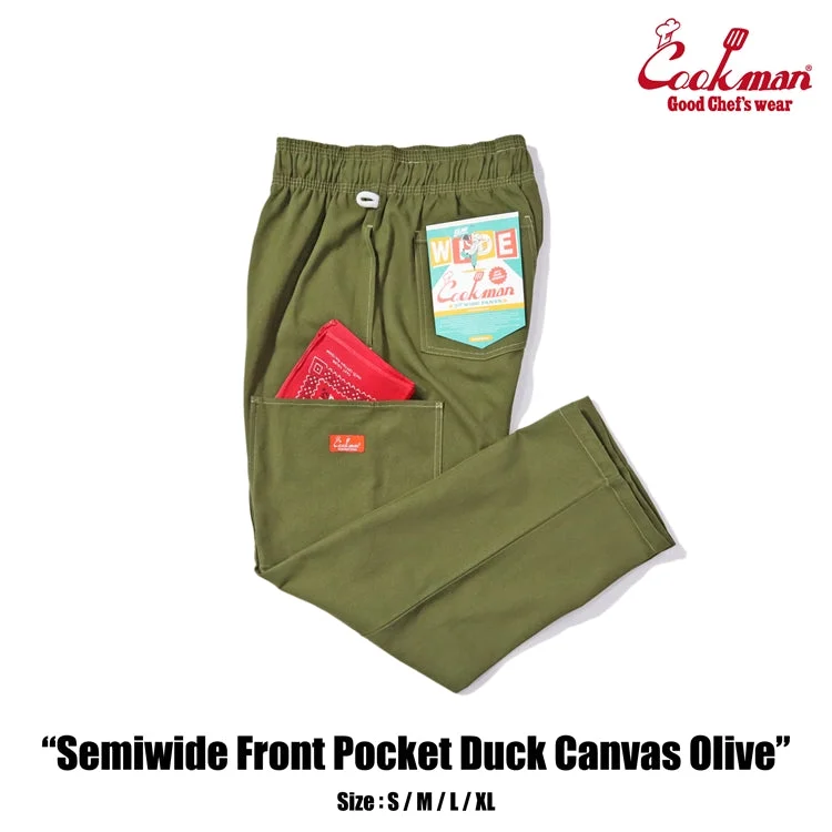 Effortless Outfits Cookman Chef Pants Semiwide - Front Pocket Duck Canvas : Olive